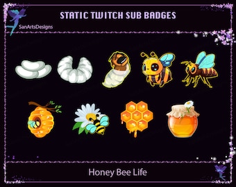 Honey Bee Life Twitch Sub Badges, Bee Twitch Sub Badges for Streamers, Vtubers, YouTubers