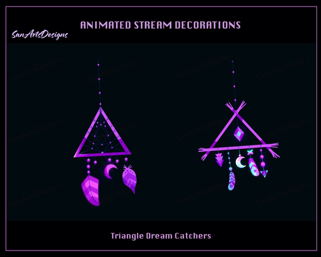 Triangle Streamer Vector Triangle Purple Boho Dream Catcher Animated Stream Decorations ...