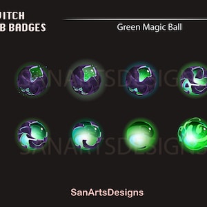 Green Magic Crystal Ball Twitch Sub Badges / Kawaii Sub Bit Badges for Streamers, YouTubers, Discord, OBS