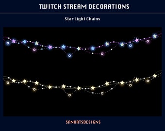 Magic Star Light Chains Animated Stream Decorations, Celestial Lights Twitch Overlay for Streamer, Vtuber, OBS, Streamlabs