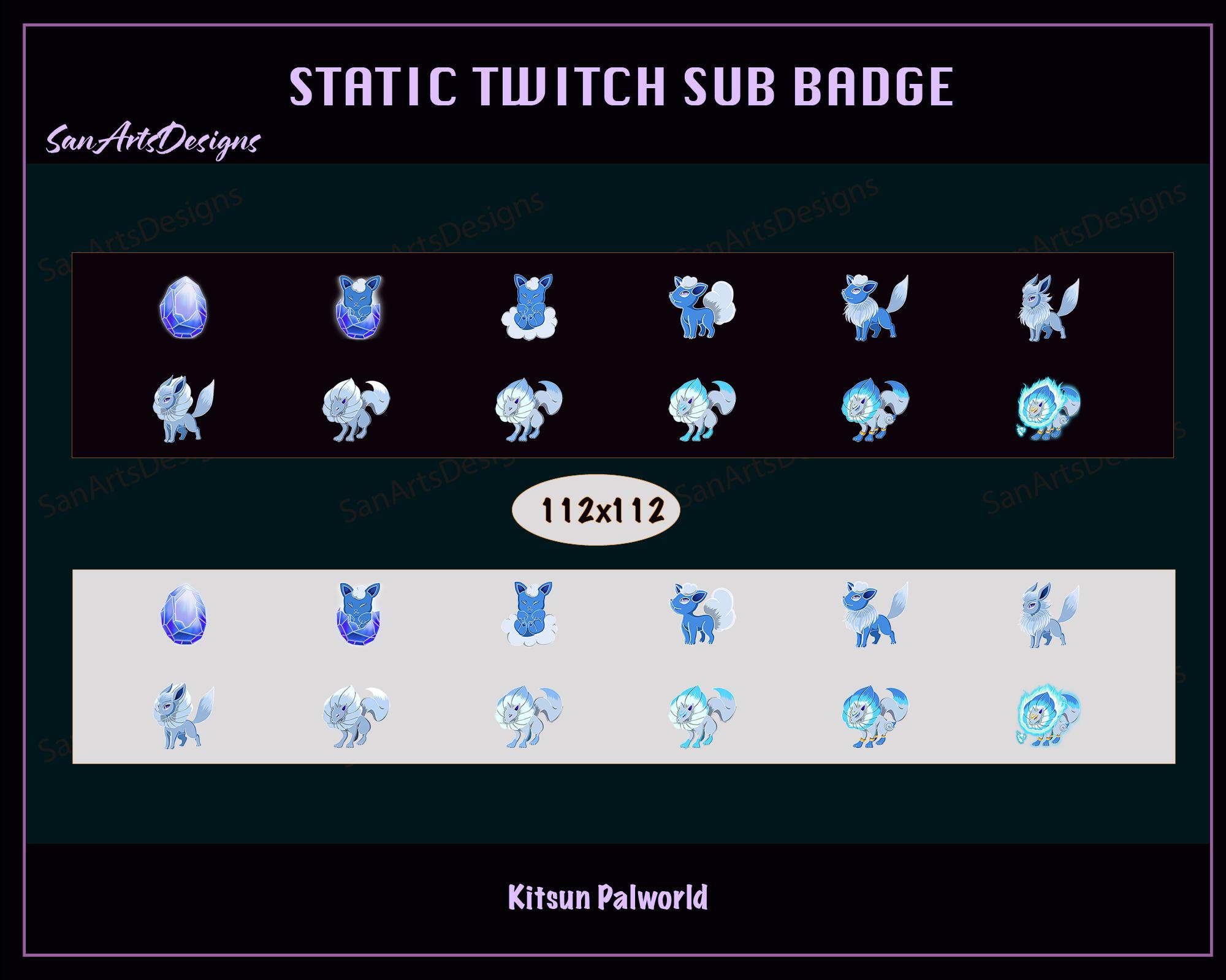 Kitsun Pal Twitch Sub Badges, Palworld Twitch Sub Bit Badge, Kitsune ...