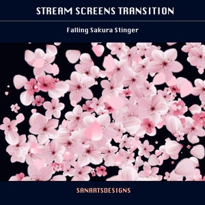 落ちるピンクの桜のTwitchストリームシーントランジション、ストリーマー、OBS、Streamlabs用の落ちる桜のTwitchストリームスティンガー