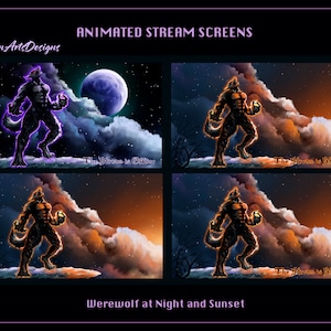 Animated Scenes Lonely Werewolf, Animated Twitch Overlays Lonely Werewolf for Streamers, OBS, Vtubers, YouTubers, Streamlabs, StreamElements
