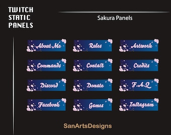 Sakura Static Twitch Panels | Cherry Blossom Twitch Panels | Streamers, OBS, Vtubers, YouTuber, Discord