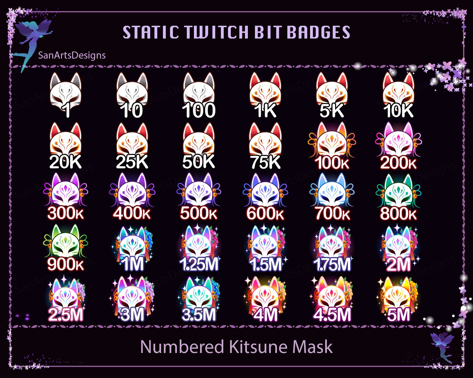 Kitsune Mask Twitch Bit Badges, Kitsune Mask Twitch Channel Point ...
