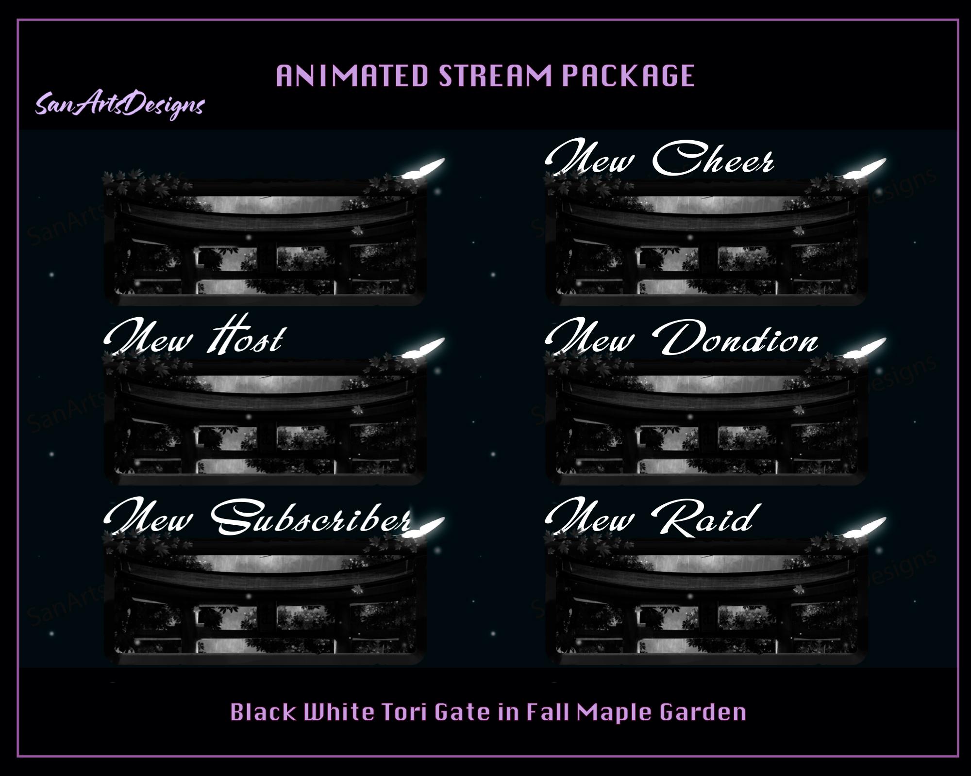 Black White Tori Gate in Fall Animated Twitch Overlay Bundle, Autumn ...
