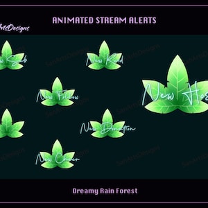 Niedliche Blätter Grüntöne Twitch Media, Grüner Blätterwald Twitch Alarm für Streamer, OBS, StreamLabs