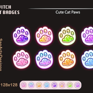 Cute Cat Paws Twitch Sub Bit Badges, Cute Cat Paws Twitch Bit Badges, Cute Cat Paw Channel Point for Streamers, Vtubers, Discord