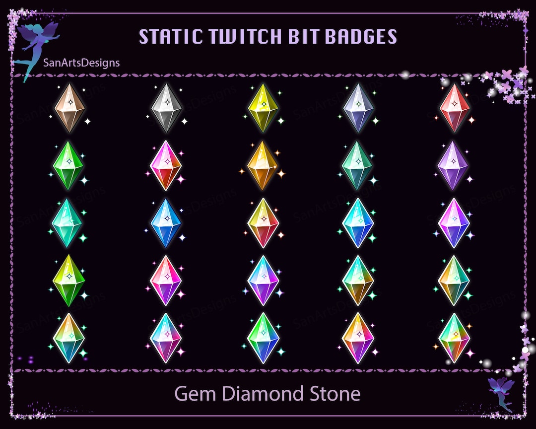 Crystal Gem Twitch Bit Badges, Gem Diamond Twitch Badges, Kawaii Sub ...