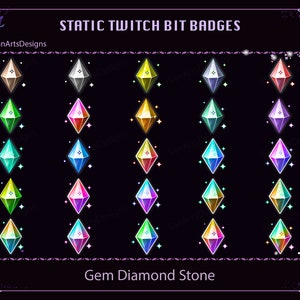 Crystal Gem Twitch Bit Badges, Gem Diamond Twitch Badges, Kawaii Sub Badge for Streamers, YouTubers