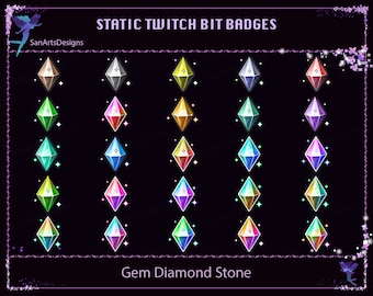 Crystal Gem Twitch Bit Badges, Gem Diamond Twitch Badges, Kawaii Sub Badge for Streamers, YouTubers