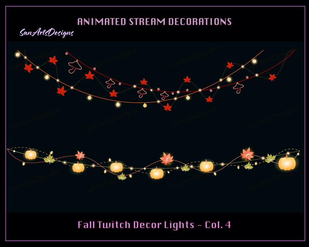 Fall Pumpkin and Maple Leaf Light Chains Animated Stream Decorations ...