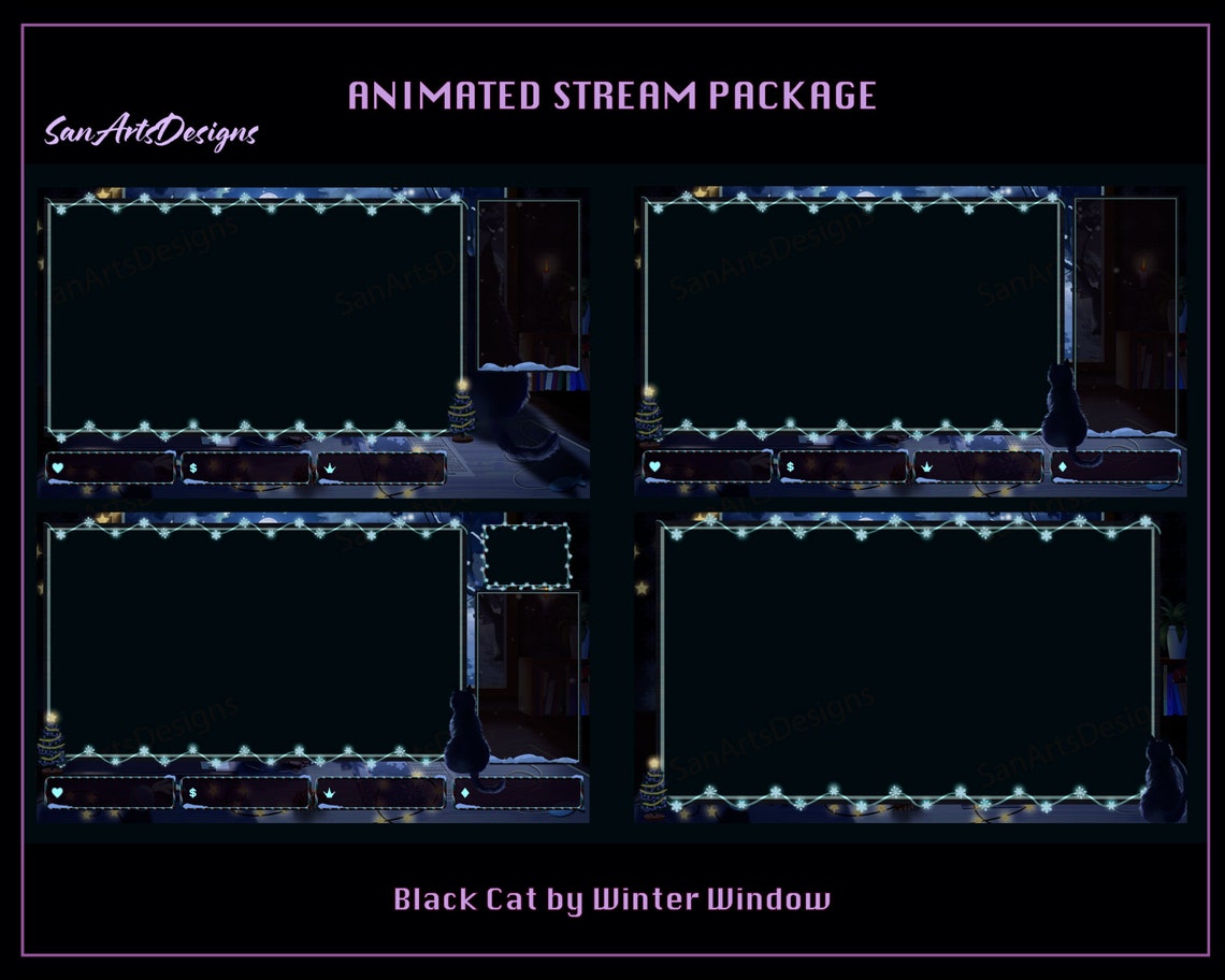 Stream Layout Drawing Animated Stream Overlay Layout Set Black Cat by the WINTER Window ...