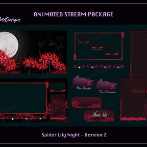 Animated Stream Package Spider Lily Garden, Animated Twitch Overlays Package Magic Lycoris Garden for Streamer, OBS, StreamLabs - Ver 2