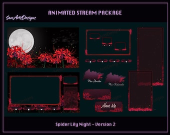 Paquete de transmisión animada Spider Lily Garden, paquete de superposiciones animadas para Twitch Magic Lycoris Garden para transmisores, OBS, StreamLabs - Versión 2