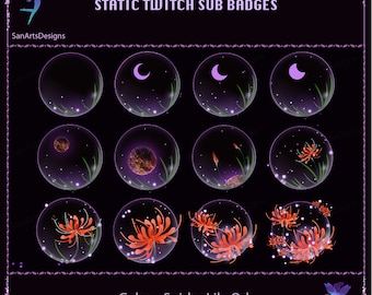 Galaxy Spider Lilies Twitch Sub Badges, Galaxy Spider Lily Twitch Sub Badges, Orange Spider Lily Sub Badges für Streamer