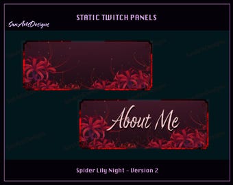 Statische rote Spinnen Lilien Twitch Stream Panels, Rote Spinne Lilien Twitch Panels, Rote Spinne Lilien YouTube Panels für Streamer