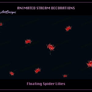 Floating Spider Lilies Stream Decoration, Flying Spider Lilies Twitch Decoration, Animated Floating Red Spider Lily Stream Decorations