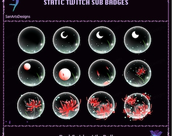 Rote Spinnen Lilien Twitch Sub Badges, rote Spinnen Lilien Twitch Sub Badges für Streamer, Vtuber, YouTuber, OBS, Chat