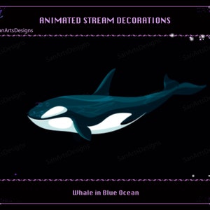 Animated Whale Twitch Stream Decorations, Animated Ocean Stream Decorations for Streamers, OBS, Streamlabs