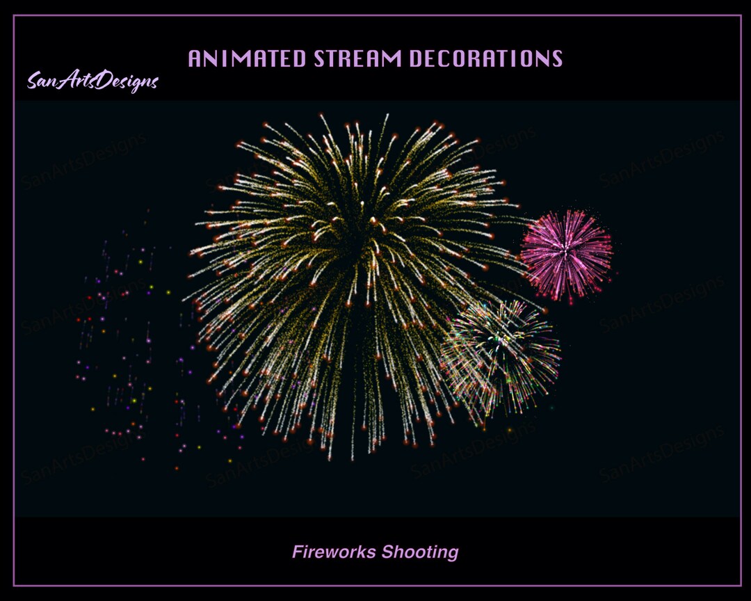 Fireworks Stream Decorations, New Year Fireworks Twitch Overlay for