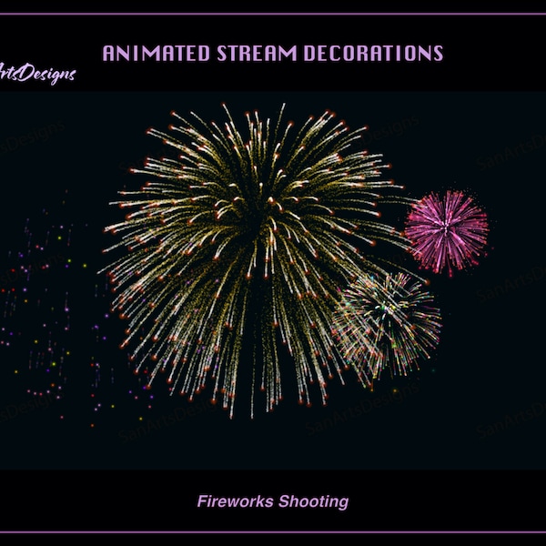 Feuerwerk Stream Dekorationen, Neujahr Feuerwerk Twitch Overlay für Streamer, Vtuber, OBS, Streamlabs - Ver 2