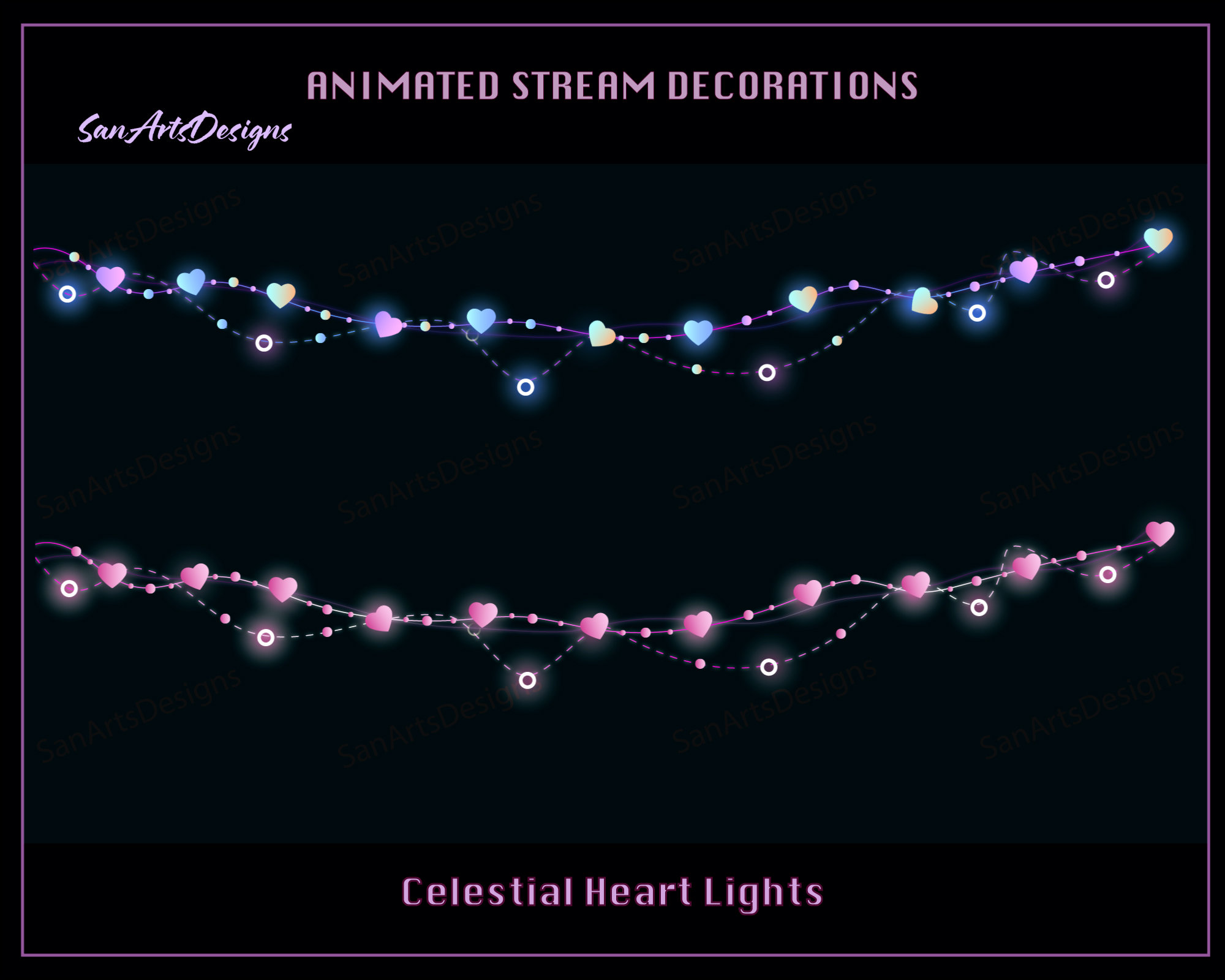 Celestial Heart Light Chains Animated Stream Decorations, Valentine ...
