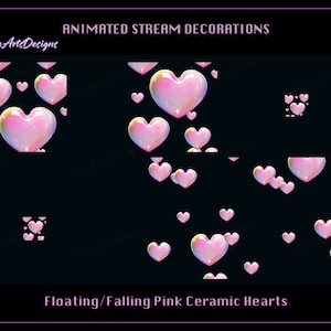 Floating Hearts Animated Stream Decoration, Pink Heart Rain Twitch Emotes, Pink Falling Heart Twitch Decoration for Streamers, Chatting