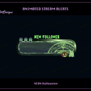 Halloween Neon Spooky Twitch Stream Alerts, Neon Green Witchy Stream Alerts for Streamer, OBS, StreamLabs, StreamElements