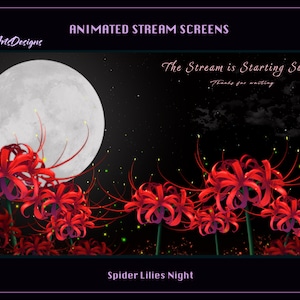 Animated Stream Overlay Spider Lily Garden, Animated Twitch Overlays Magic Lycoris Garden for Streamer, OBS, StreamLabs