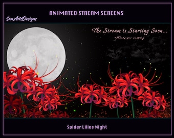 Superposición de transmisión animada Spider Lily Garden, superposiciones animadas de Twitch Magic Lycoris Garden para Streamer, OBS, StreamLabs