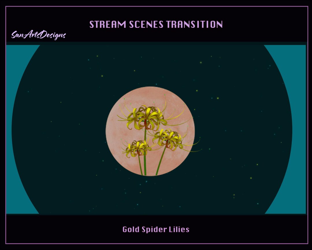Gold Spider Lily Under Moon Twitch Stream Scenes Transition, Yellow ...
