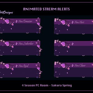 Pink Sakura Twitch Stream Alerts, Sakura Stream Alerts, Cherry Blossom Twitch Alerts for Streamer, OBS, StreamLabs, StreamElements