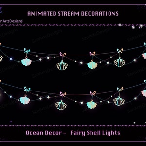 Fairy Sea Shell Lichterketten Animierte Twitch Stream Dekorationen, Animierte Ocean Stream Dekorationen für Streamer, OBS, Streamlabs