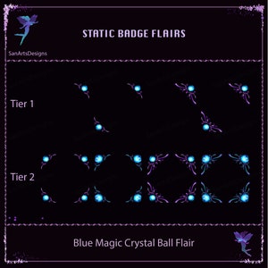 Blue Magic Crystal Ball Twitch Sub Badges Flairs, Magic Ball Twitch Sub Badges Flairs, Kawaii Sub Badges for Streamers