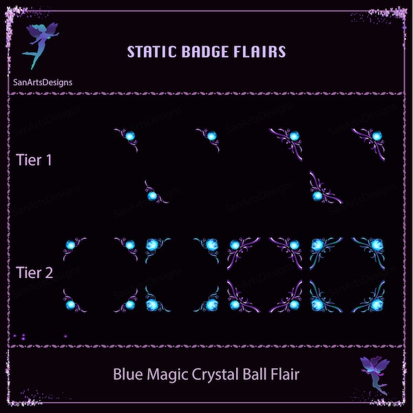 Blue Magic Crystal Ball Twitch Sub Badges Flairs, Magic Ball Twitch Sub Badges Flairs, Kawaii Sub Badges voor Streamers