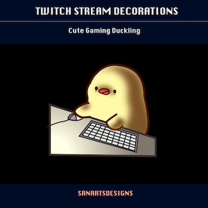 Cute Gaming Duckling Animated Stream Decoration, Cute Gaming Duck Guy Twitch Decoration for Streamer, Vtuber, OBS, Streamlabs