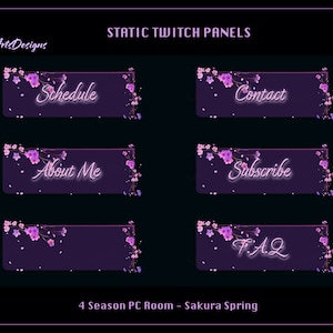 Pink Sakura Static Twitch Panels, Pink Cherry Blossom Twitch Panels for Streamers, Discord, YouTube