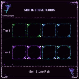 Gem Stone Twitch Sub Badges Flairs, Diamond Stone Twitch Sub Badges Flairs, Kawaii Sub Badges for Streamers
