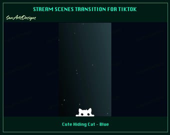 Transición de escenas de transmisión de TikTok de un lindo gato escondido, animación de transmisión de TikTok de un lindo gato blanco escondido para streamers, OBS
