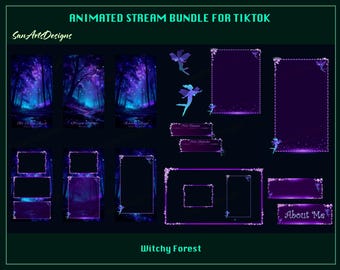 Animiertes TIKTOK Stream Overlay Bundle Witchy Forest, Animierte TIKTOK Overlays Witchy Forest, Verträumte TikTok Overlays für Streamer