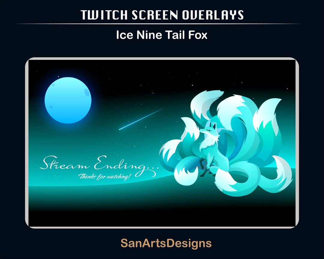 Animated Scenes Ice Nine Tail Fox | Animated Twitch Overlays Blue ...