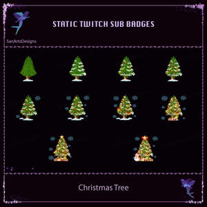 Christmas Tree Twitch Sub Badges, Cute Christmas Tree Twitch Bit Badges, Kawaii Sub Bit Badges for Streamer, Discord