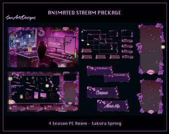Peut inclure: Ensemble de flux animé avec un thème de printemps sakura, dans des tons rose et violet. Le pack comprend une variété de superpositions animées, de panneaux et d'alertes pour les streamers Twitch ou YouTube. Les superpositions présentent un thème de printemps sakura dans des tons rose et violet. Le pack comprend une variété de superpositions animées, de panneaux et d'alertes pour les streamers Twitch ou YouTube.