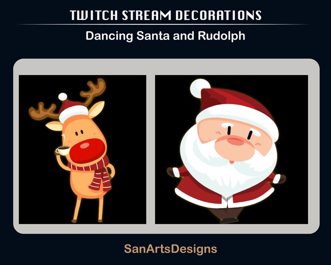 Dancing Ruldoph Animation Christmas Dancing Santa Clause and Rudolph Animated Stream Decorations ...