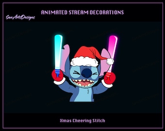 Décorations de flux de Noël Cheering Stitch, Emotes Twitch Cheering Stitch pour streamer, Emotes Twitch Cheering Stitch