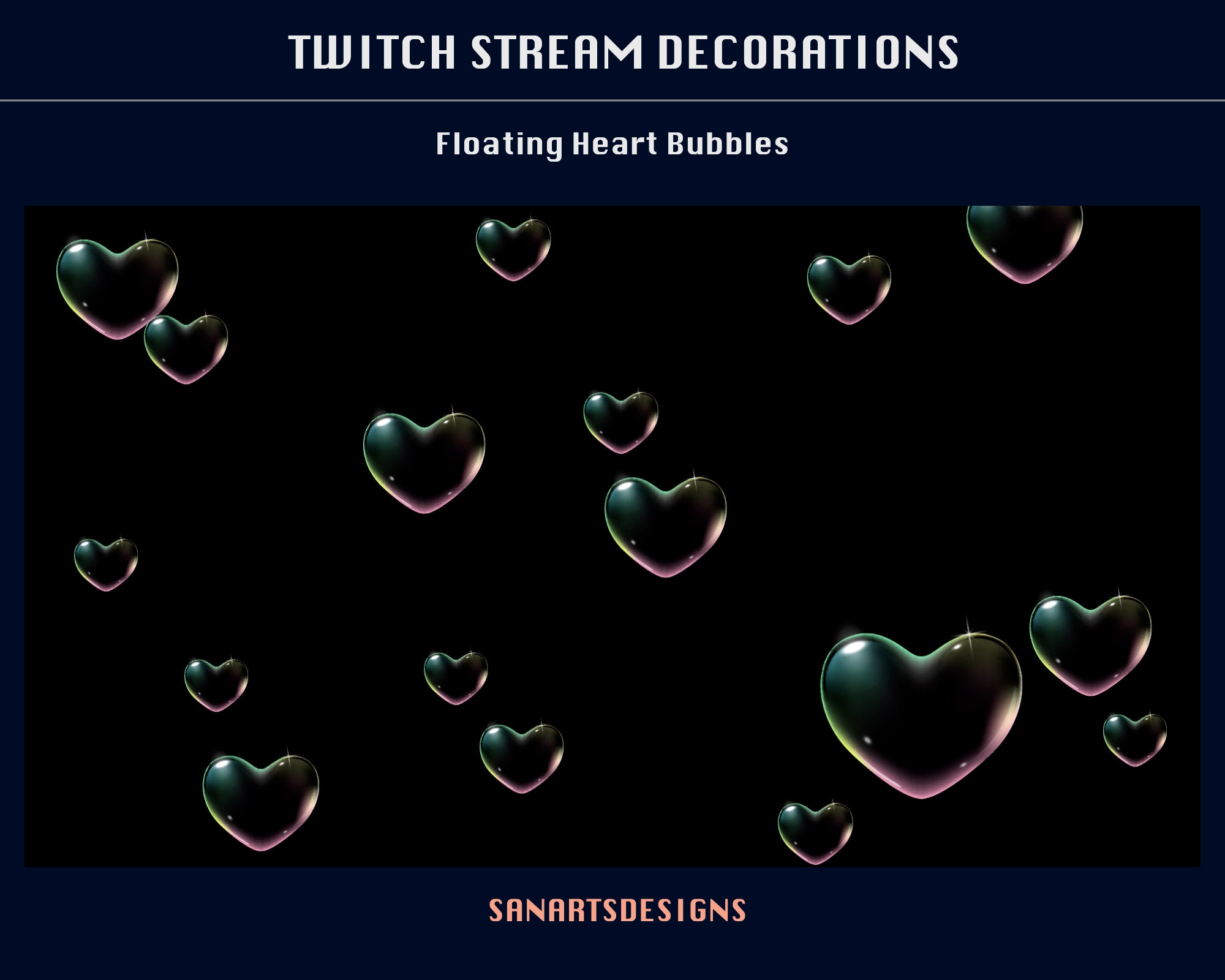 Floating Heart Bubbles Animated Stream Decoration, Flying Heart Bubbles ...