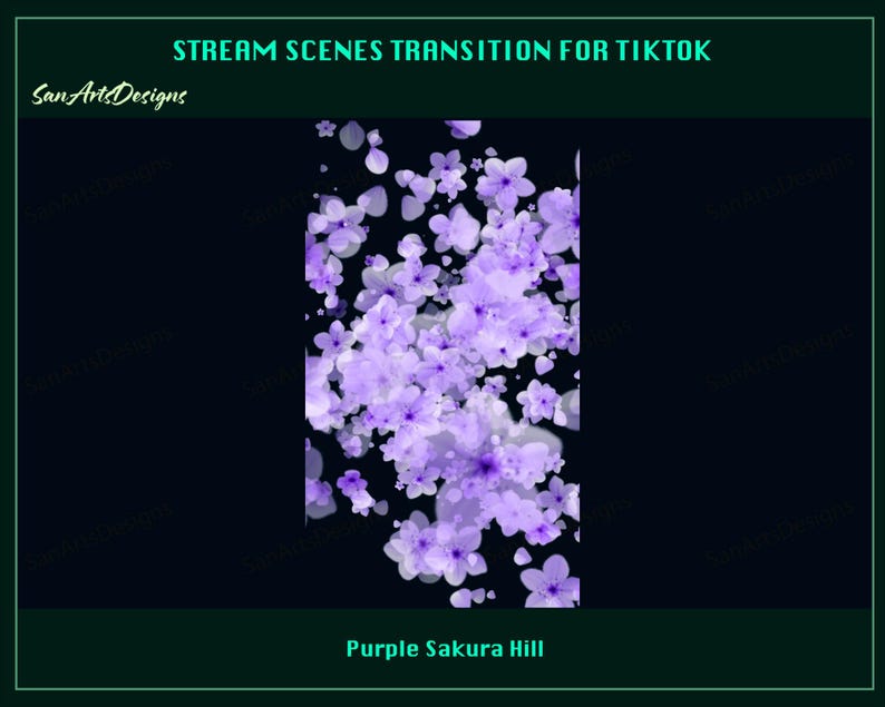 May include: Purple and white watercolor-style sakura blossoms falling on a black background. The text "Purple Sakura Hill" is at the bottom of the image.
