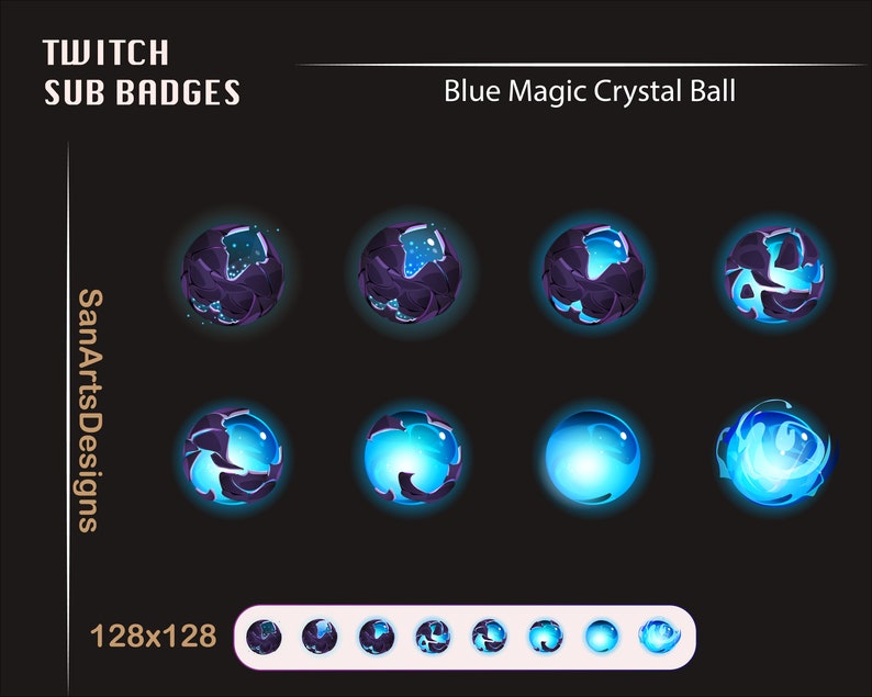 Blue Magic Crystal Ball Twitch Sub Badges / Kawaii Sub Bit Etsy