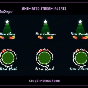 Cute Christmas Tree Twitch Stream Alerts, Cute Christmas Tree Stream Alerts, Green Winter Stream Alert for Streamer, OBS, StreamLabs